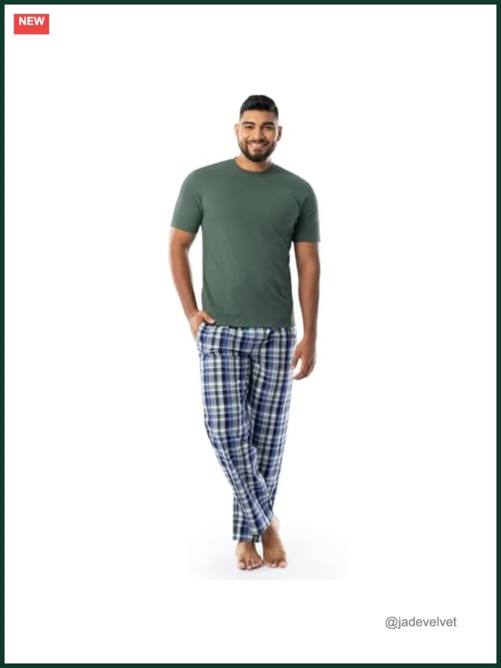 IZOD Men's Cotton Blend Pajama Set with Short Sleeve Top and Printed Pants